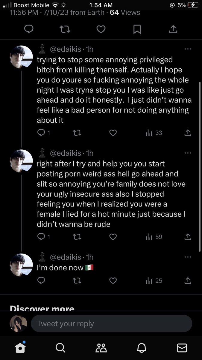 7bodies's tweet photo. @edaikis is a bitch, how about we make him leave krp for good since his bitchass wanna linger around here. For context, I was posting stuff on my priv during a very bad depressive episode and this nigga dms ME and asks ME what’s wrong. https://t.co/lHShCK8Nrz