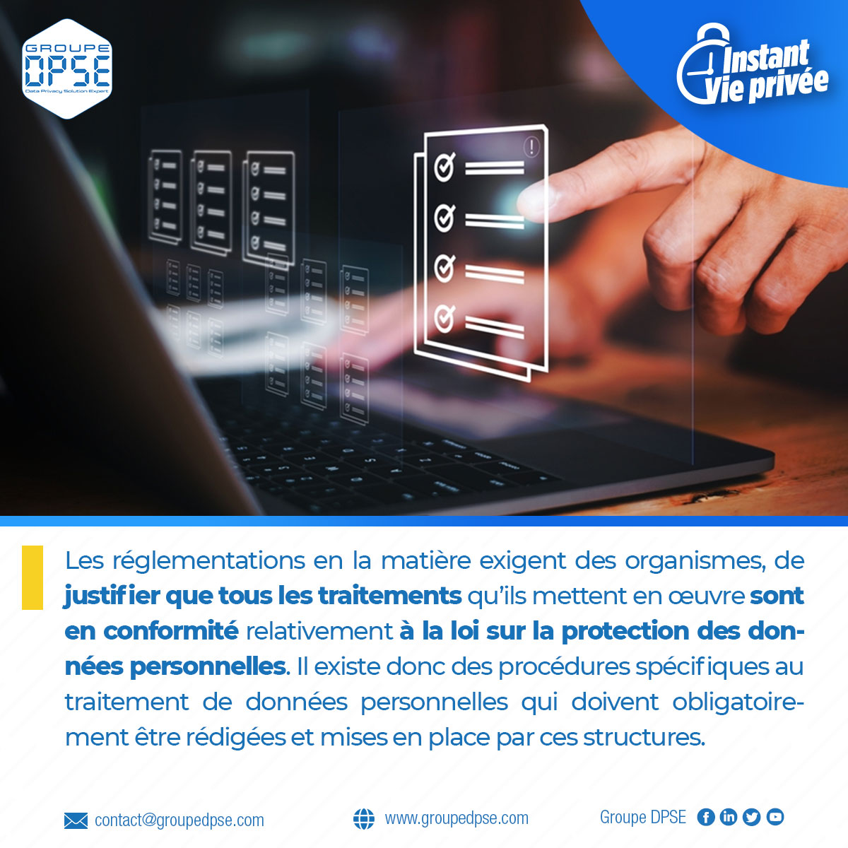 GroupeDPSE's tweet photo. #InstantViePrivée

Les réglementations en la matière exigent des organismes, de justifier que tous les traitements qu’ils mettent en œuvre sont en conformité relativement à la loi sur la protection des données personnelles.

Lire 👉 : https://t.co/mMiinYLHtp
#GroupeDPSE https://t.co/9yMw6acITT