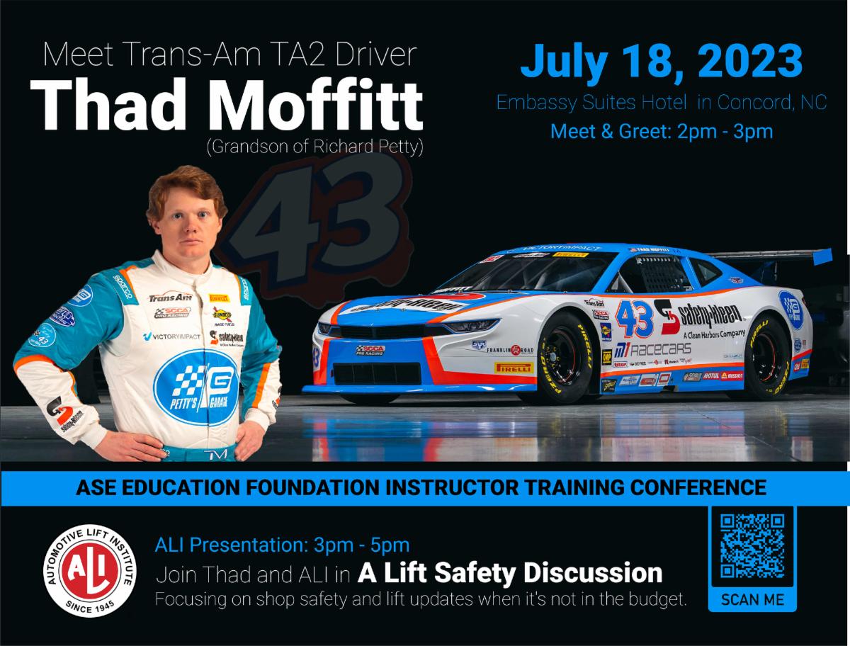We are teaming up with #43 again! Thad Moffitt will be teaming up with ALI on July 18th at the ASE Education Foundation's Instructor Training Conference. 
#thadmoffitt #pettysgarage #43 #aseeducationfoundation