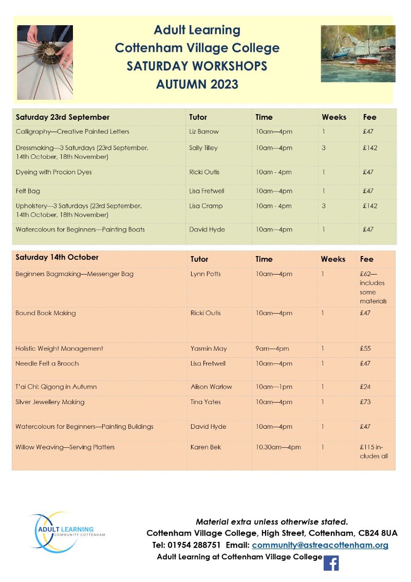 Adult Learning Saturday courses Autumn programme - mailchi.mp/833a14aac15d/s…