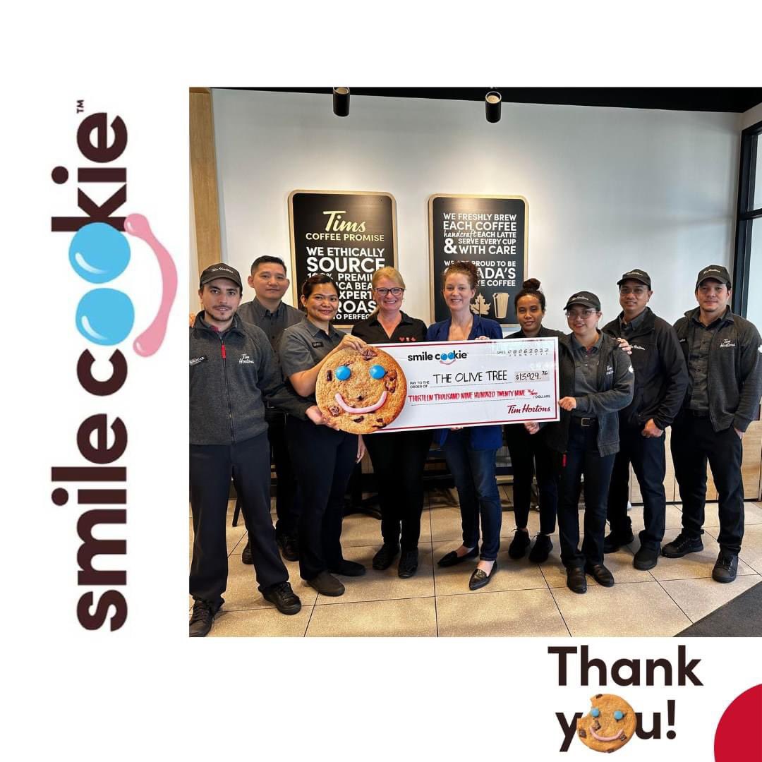 OliveTreeLloyd's tweet photo. *Thank you to all the @TimHortons in  #Lloydminster for their amazing support during the Spring 2023 Smile Cookie Week. $13,929.76 was donated to @OliveTreeLloyd  #ThankYou #TimHortonsCanada #TimHortons #SmileCookie #theolivetreelloydminster #yll https://t.co/4dfTRCRXbG