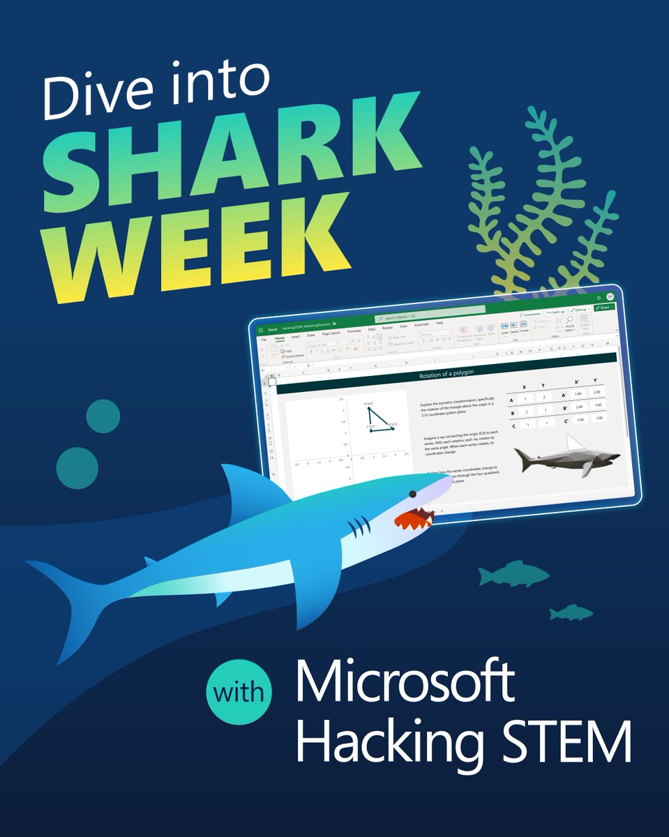Dive into #SharkWeek with <a href="/Hacking_STEM/">Microsoft Hacking STEM</a>! 🤿🦈 
 
This free interactive lesson explores the science behind shark movement through creating physical and 3D models. Check out the materials list and download the #Excel workbook to get started: msft.it/6013g0KBN

#MicrosoftEDU