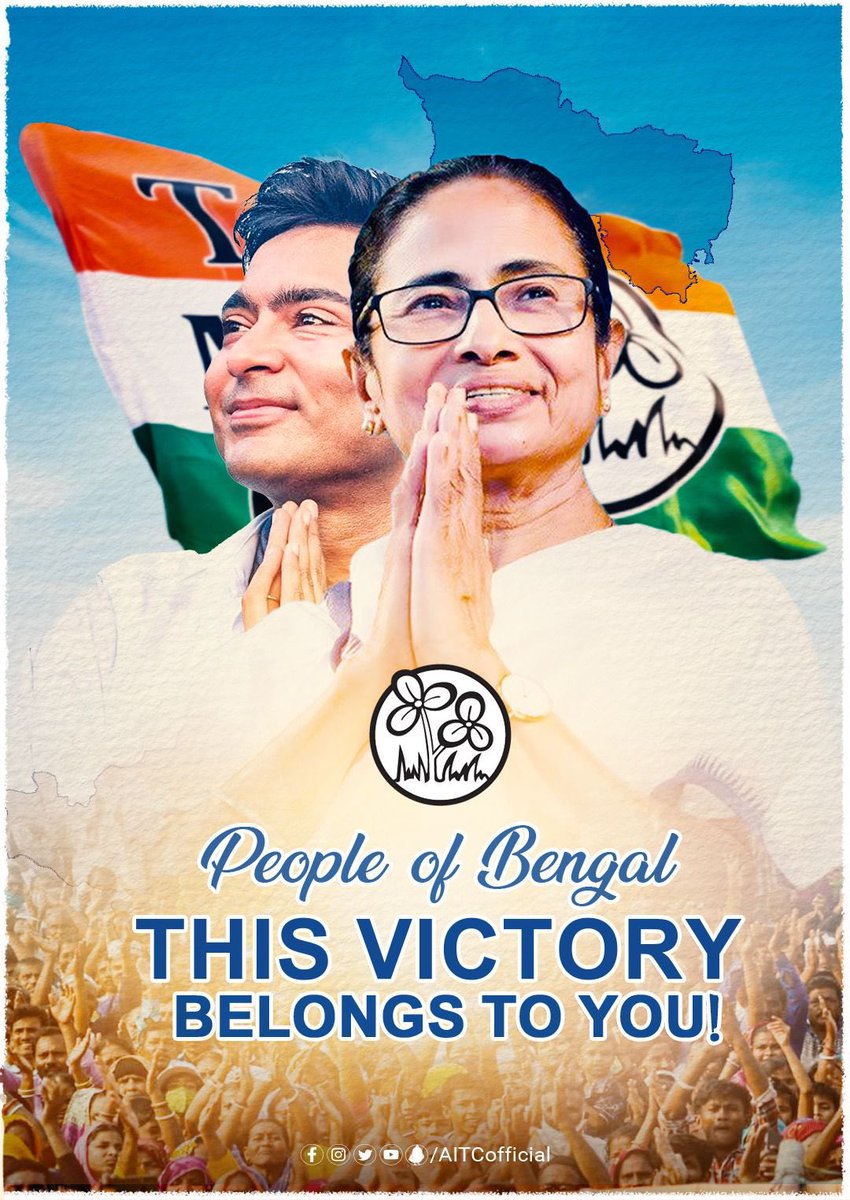 A MOMENTOUS DAY! With people's love, trust, and support, we shall emerge VICTORIOUS. People of Bengal, this victory belongs to YOU! #GramBanglayTMC