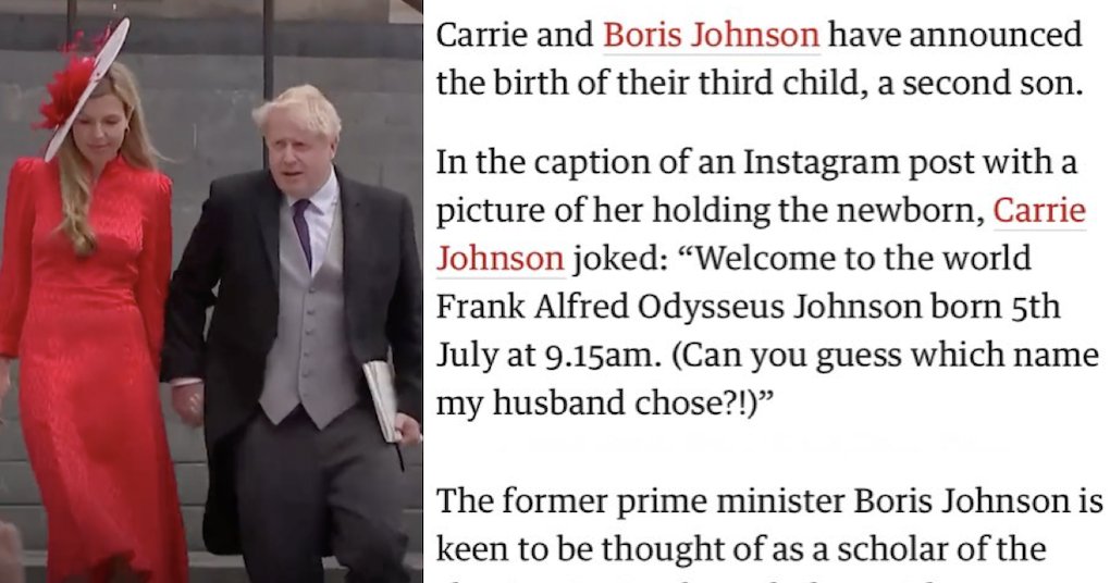 Carrie and Boris Johnson have named their new baby and the Guardian’s epic shade was simply classic thepoke.co.uk/2023/07/11/car…