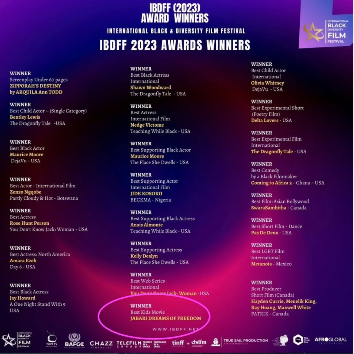 WE WON!!! BEST KIDS MOVIE!!! #IBDFF2023