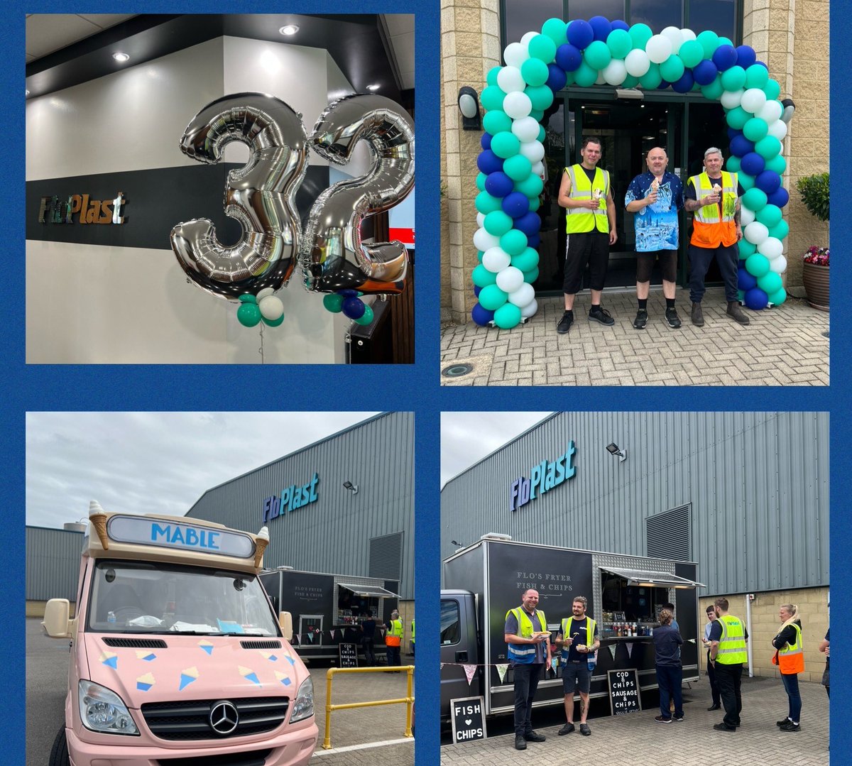Happy FloPlast Day! Today we celebrated 32 years since FloPlast began.

Our building was decorated with balloons, staff wore blue and were treated to fish&amp;chips and ice cream to celebrate.

Some of our staff were presented with their longevity awards to show our appreciation.