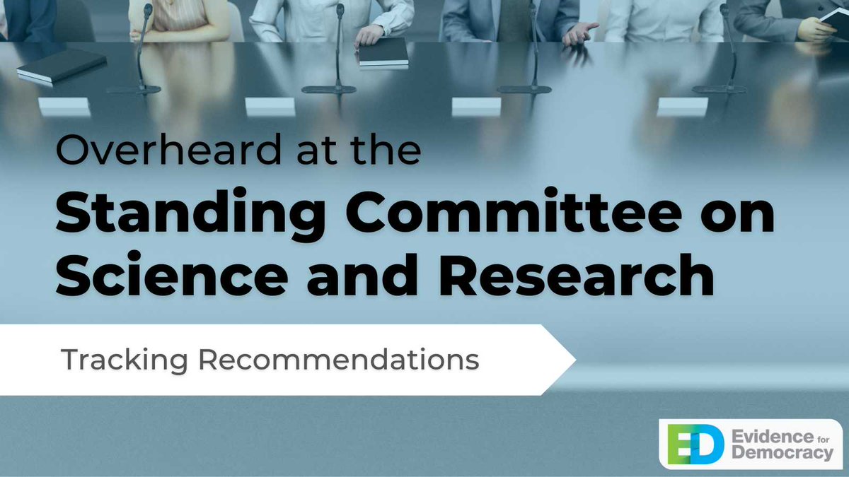 🚨 New work: Evidence for Democracy reviewed the progress made by the Government of Canada in addressing the 26 recommendations about science and talent from the Standing Committee on Science and Research. 1/3

Read our full analysis here: bit.ly/SRSRtracking #SRSR