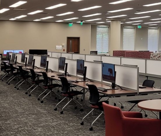 Our computers on the first floor and in Room 11 on the ground floor have access to Adobe Creative Cloud, Microsoft Office, and more! 

You can find the list of all software on library computers at libraries.ua.edu/#/software