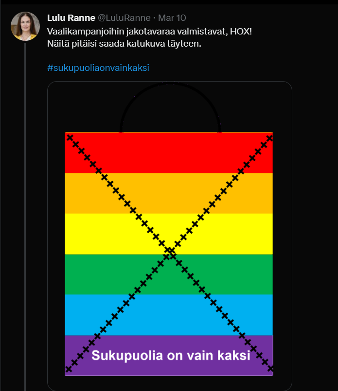 "Ketään ei saa syrjiä heidän sukupuolestaan, iästään, etnisestä tai ....  ...... seksuaalisesta suuntautumisestaan..., lausunnossa todetaan"

Onko ministerit <a href="/VilleTavio/">Ville Tavio</a>
ja <a href="/LuluRanne/">Lulu Ranne</a> jo pyytäneet anteeksi sukupuolivähemmistöiltä?

#orpo #purra #persut
mtvuutiset.fi/artikkeli/orpo…