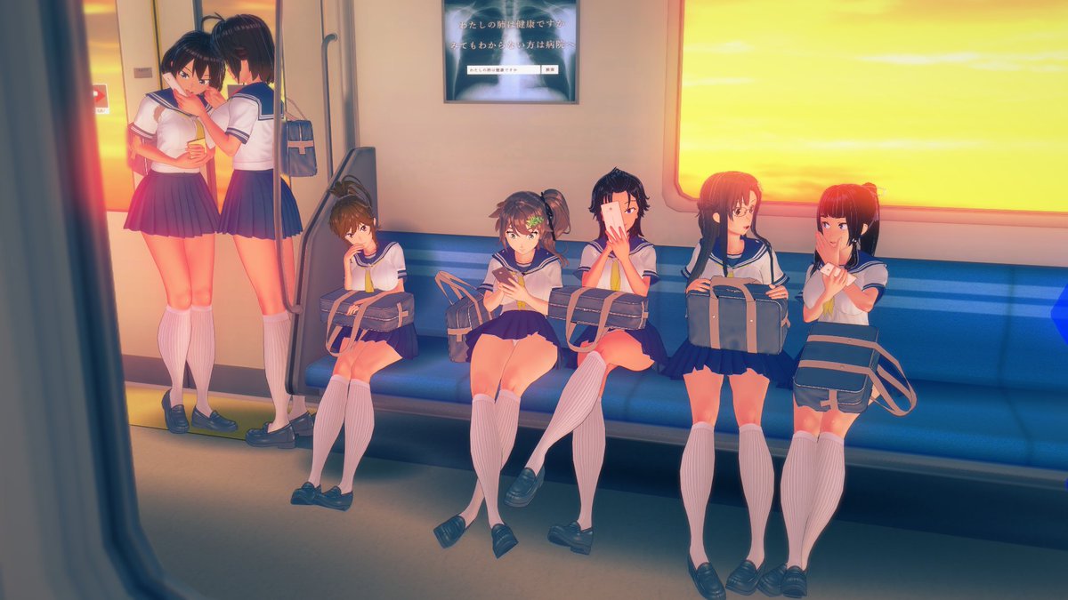 電車で帰宅中のＳＤをお借りして、樹里亜たちに電車通学してもらいました。