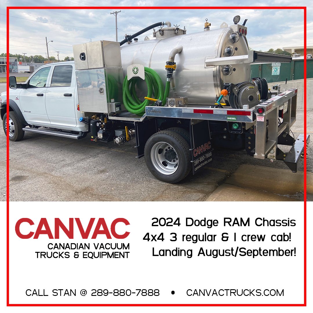 CanvacTrucks's tweet photo. NEWS JUST IN… 4 Brand New 2024 Dodge Ram 5500 chassis coming in Aug/Sept. 3 Regular Cabs &amp; 1 Crew Cab.
Call Stan Jones 289-880-7888  for more details.
Get all the details: https://t.co/4HVxmgZvLV
#VacuumTruck #PortableRestroomUnit #PortableToiletService https://t.co/8ykZ1sefYg