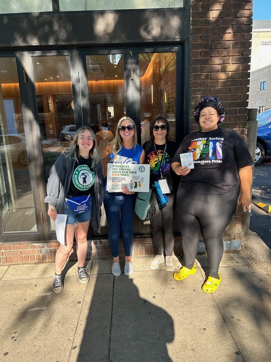 DAY TWO OF THE UNION IS CALLING BUS TOUR! 

Today, workers at 300 Snelling and 47 &amp; Cedar went on STRIKE and our allies educated customers on Starbucks’ illegal union-busting campaign.
