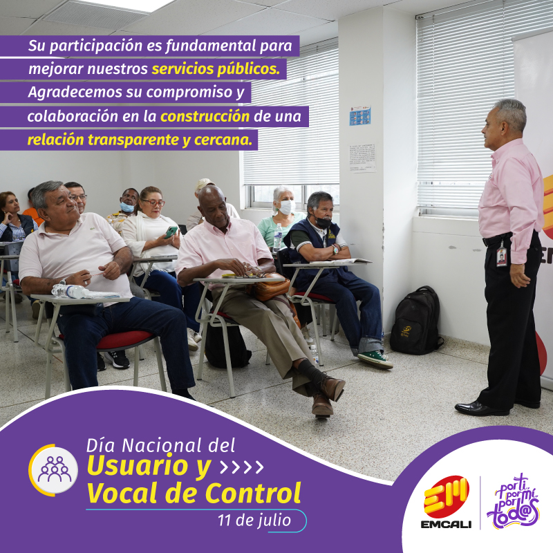 EMCALIoficial's tweet photo. Valoramos y respetamos la voz de nuestros usuarios y vocales de control. Su participación es fundamental para mejorar nuestros servicios públicos. Gracias por su compromiso y colaboración en la construcción de una relación transparente y cercana. #DíaDelUsuario #VocalesDeControl https://t.co/aFK4YwUvAy