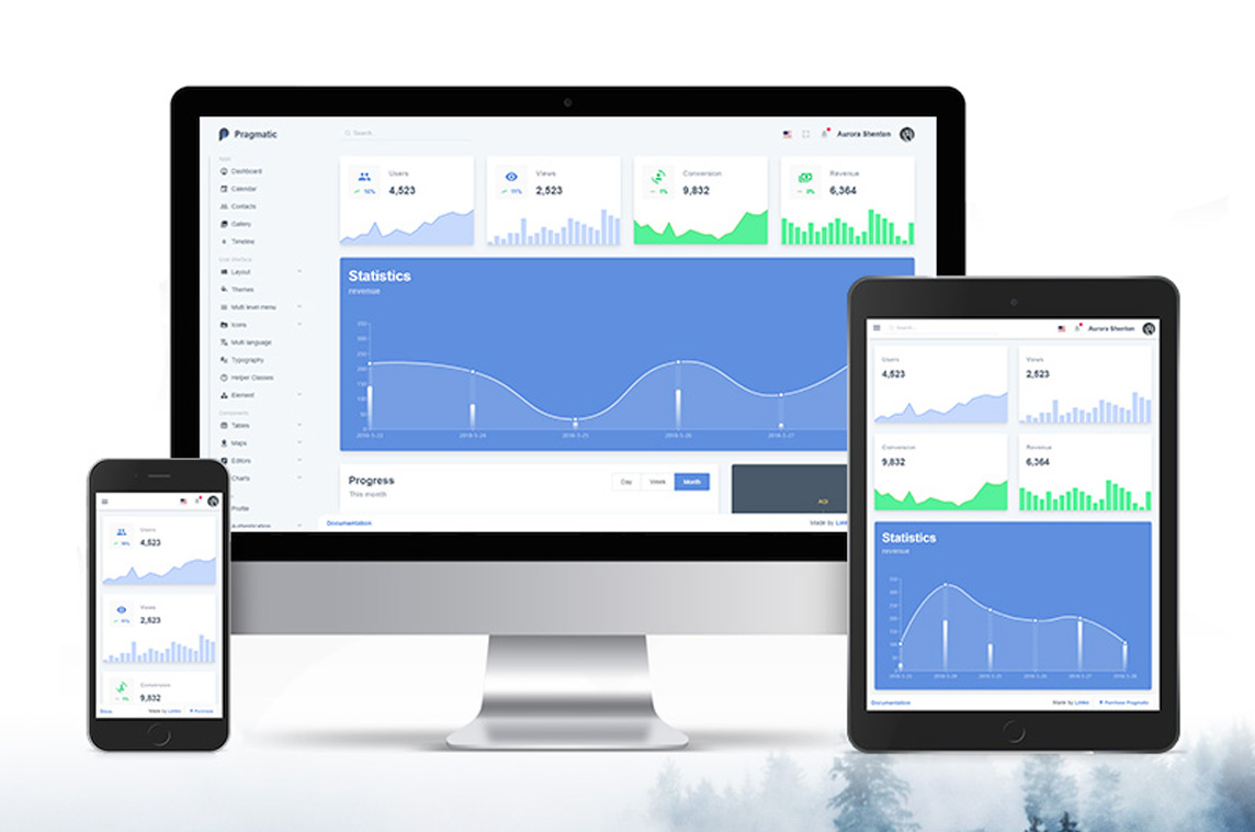 MadeWithVueJS's tweet photo. Pragmatic is a responsive &amp; configurable Vue2/3 admin template built with by @Linko_ddm, including e-commerce UI elements, charts and more! 📊🛒 - https://t.co/63g59Iv4AB https://t.co/58ftWn46rU
