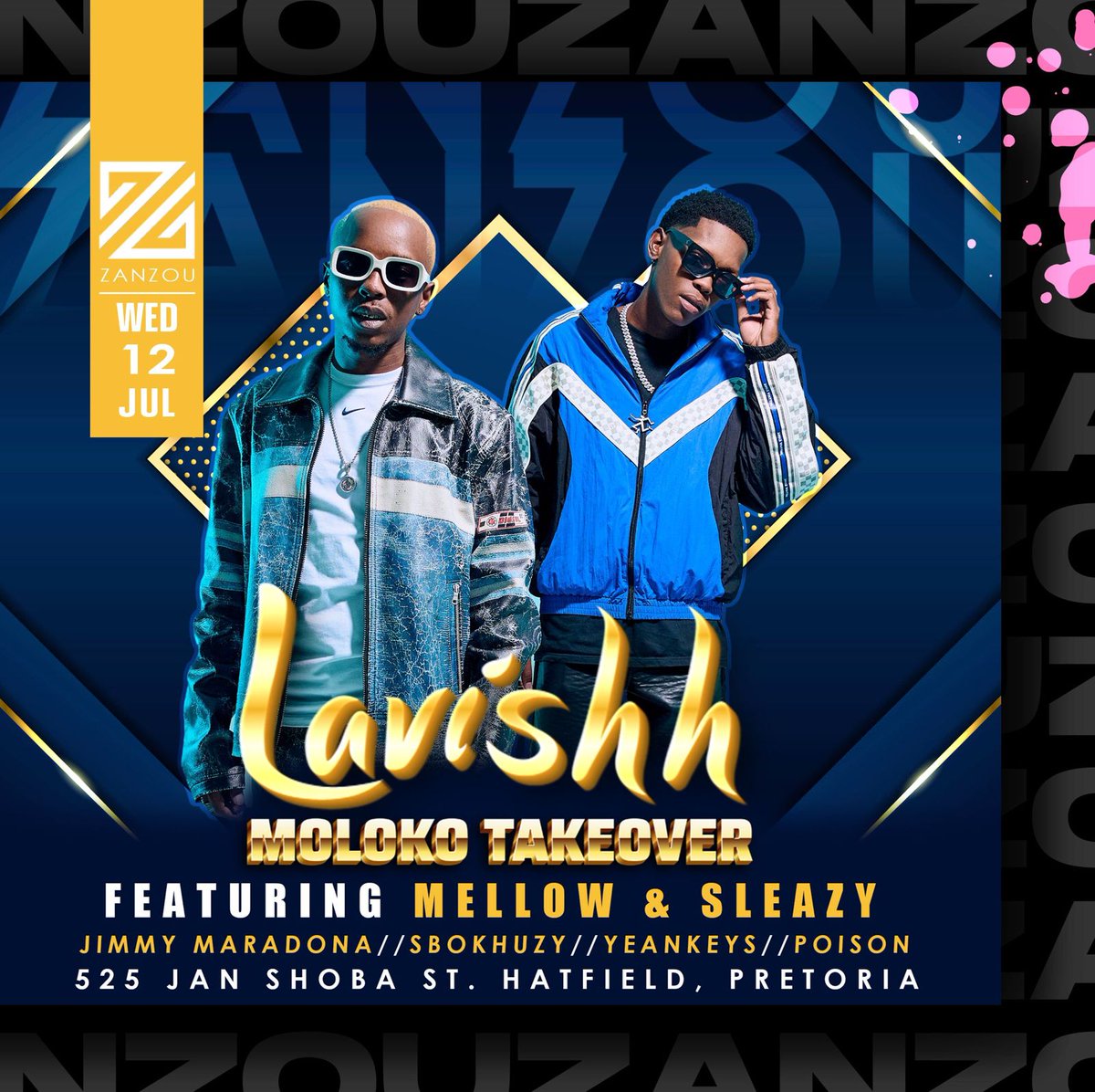 TebogoShandy's tweet photo. Change of location makgowa ✌🏼we taking over @zanzoupretoria tomorrow,Gueslist is open, and don't forget to send names for table booking as well 🔥🔥🍾
@Moloko_Menlyn 
@mellowandsleazy https://t.co/1Y7jk2W2eR