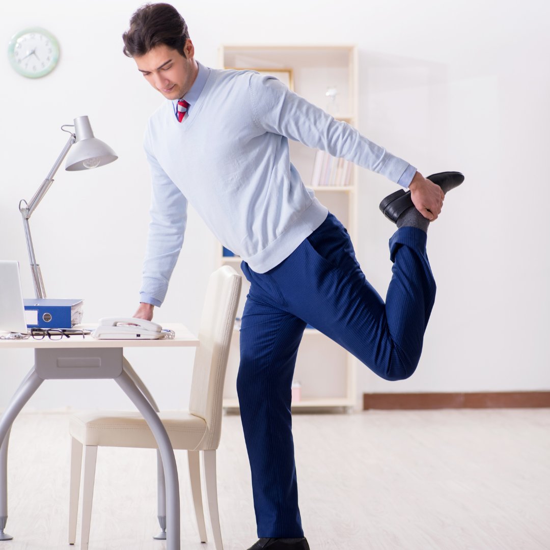 It's time for a midday stretch break, friends! 🧘‍♂️🌞 Take a moment to step away from your screens, stand up, and give your body a much-needed stretch. Let's prioritize our well-being, one stretch at a time! #StretchBreak #MoveMore