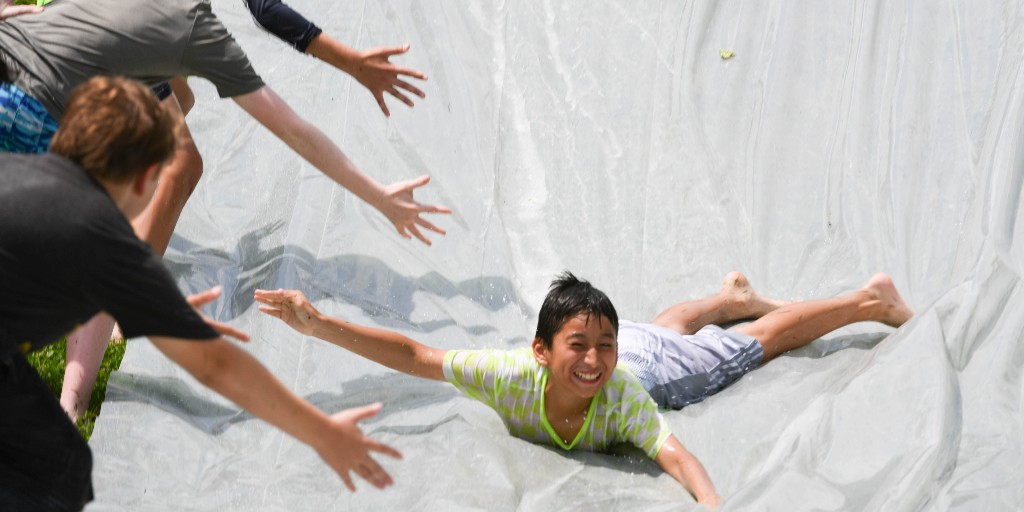 Our campers beat the heat last week with a giant slip-n-slide at Camp Ren. We know you're jealous! 🛝💦☀️ #ssasummer <a href="/shady_side/">Shady Side Academy</a>