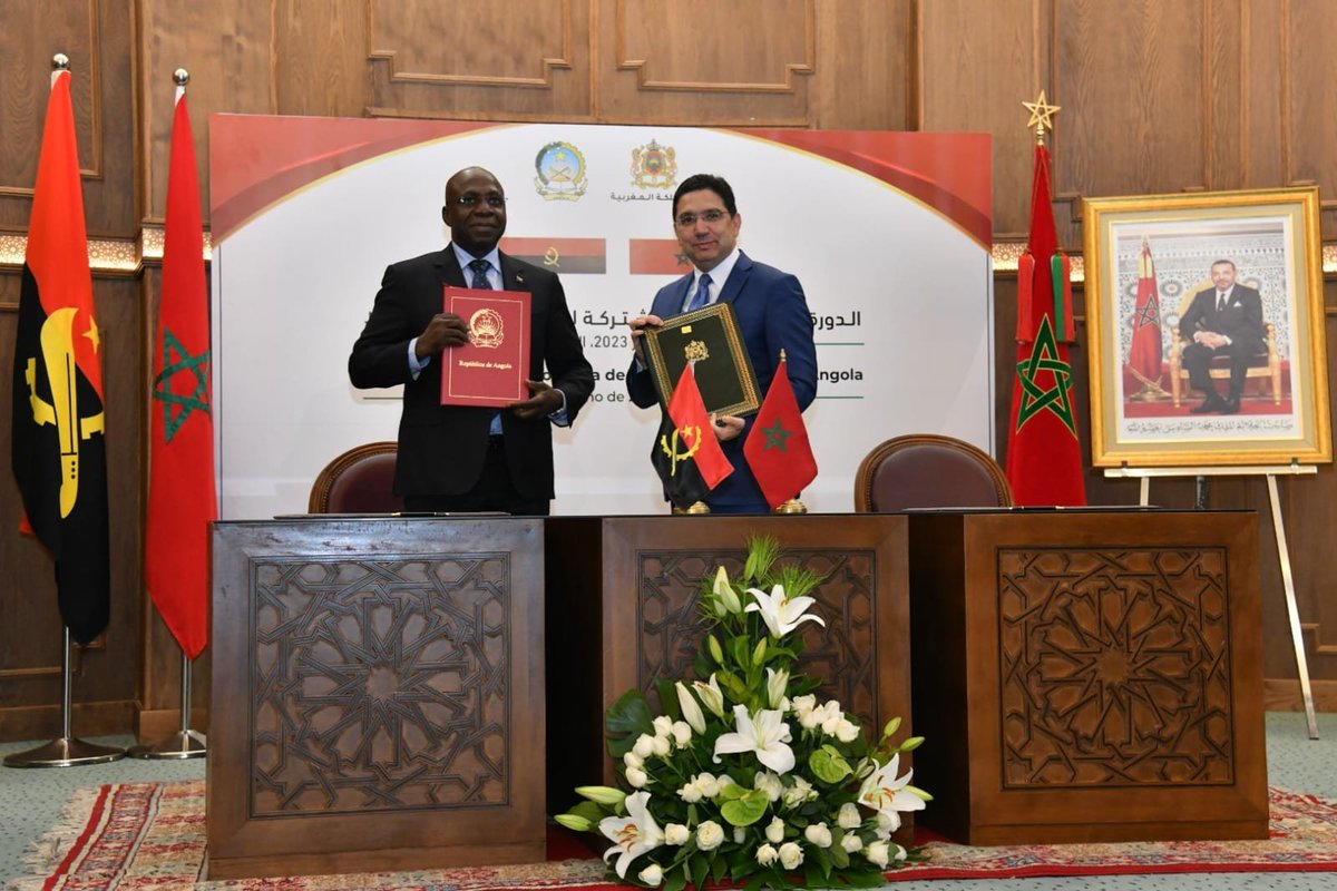 MFA Nasser Bourita and his counterpart from Angola, Mr. Téte António, proceeded, today in Rabat, to the signing of 5 bilateral cooperation agreements between 🇲🇦and🇦🇴, on the occasion of the 3rd session of the Morocco-Angola Joint Commission.
<a href="/amb_tete/">Amb Tete Antonio</a>