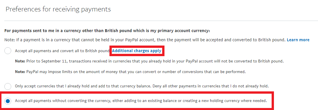 AsianGuyStream's tweet image. PSA for anyone that uses Paypal:

Paypal will be trying to yoink your money by enabling an automatic conversion of any foreign currency you receive to your home currency.

They have an "additional charge" for this as well as poor conversion rates. Edit your preferences ASAP!!!