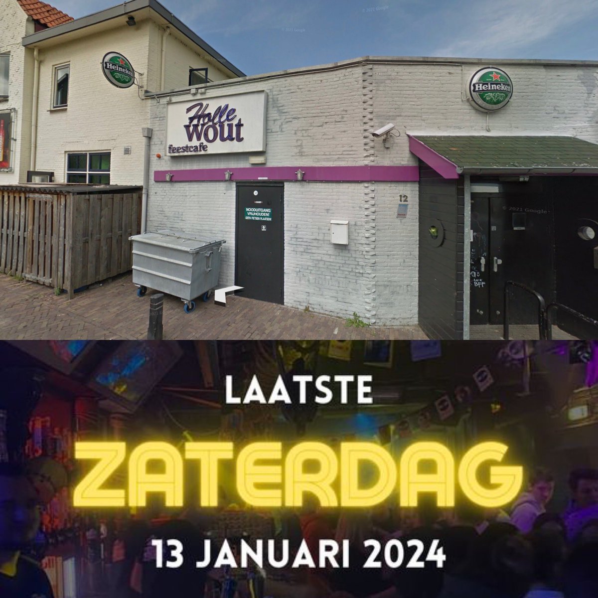 bu_spa's tweet photo. Holle Wout sluit begin 2024 zijn deuren. Het feestcafé in Bunschoten-Spakenburg is zaterdag 13 januari voor het laatst geopend. Voor die tijd zijn er nog diverse feesten en op 13 januari het grote eindfeest. Holle Wout is de zoveelste #discotheek in Nederland die sluit. https://t.co/svPE4UbtuQ
