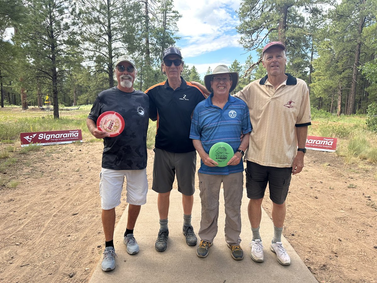 PDGA's tweet photo. 2151: Combined PDGA numbers on this MP70 card at the 2023 PDGA Masters Disc Golf World Championships

Davis Johnson (44) - Snap Conger (60) - Mark Horn (67) - Charlie Mead (1980)

In fact, the entire division adds up to 228,066.

#discgolf #PDGAWorlds #pdgamastersworlds https://t.co/lpeCHneDlS
