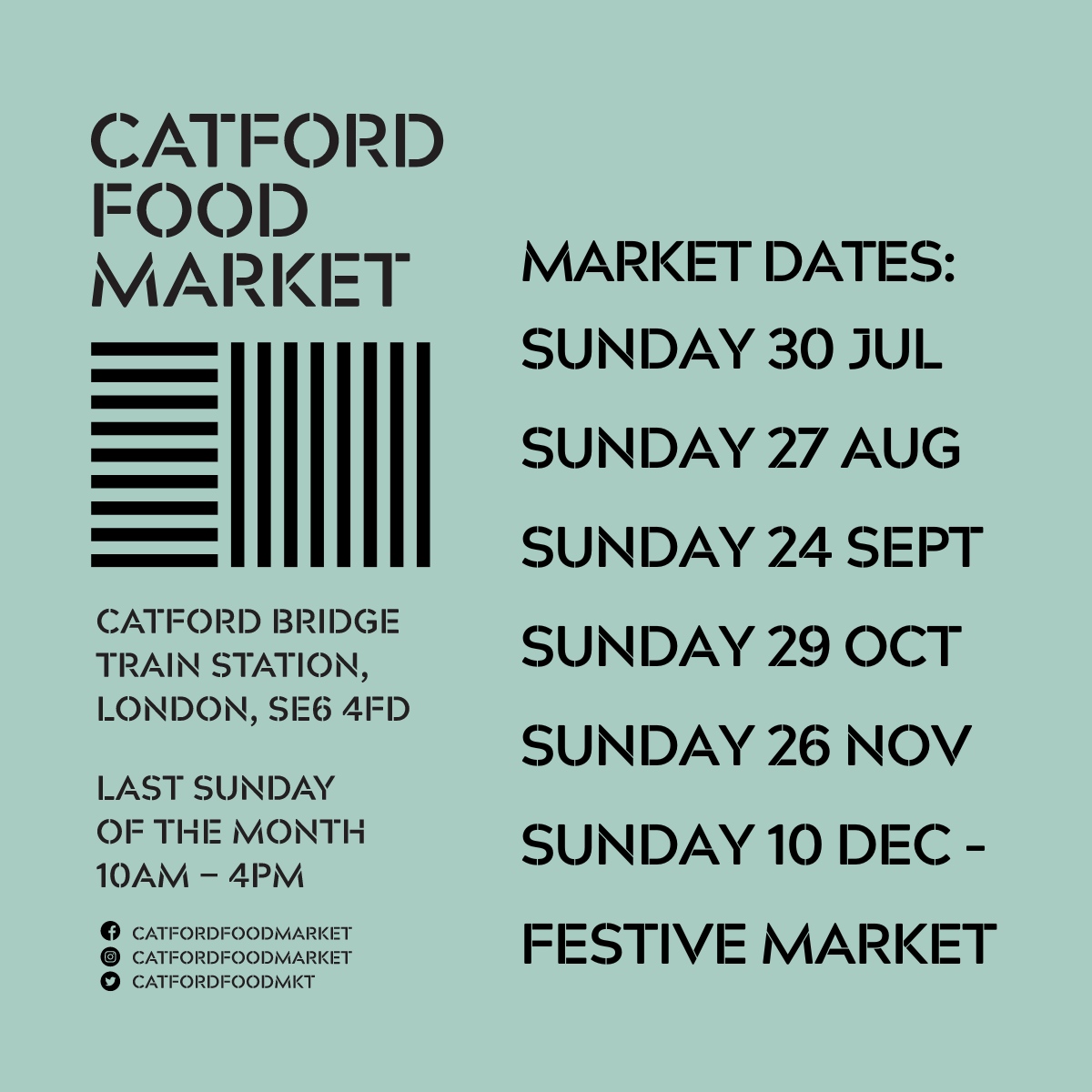 Mark your calendars and unleash your culinary cravings! 🗓️ Save the date for a gastronomic journey at Catford Food Market for the rest of the year. Get ready to savour delectable delights, meet local vendors, and taste the flavours of Catford! We'll see you on July 30th! 🤩
