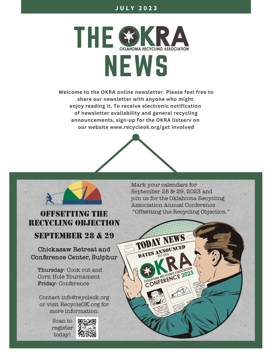 *****Greetings Recycling Enthusiasts*****

Check out the latest edition of the OKRA News, which is available on our website or click on the attachment:

recycleok.org/wp-content/upl…