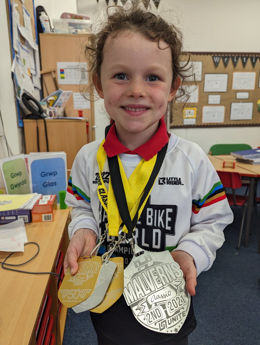 Our Year 1 balance bike champion showing off her medals today! What a star ⭐🚴