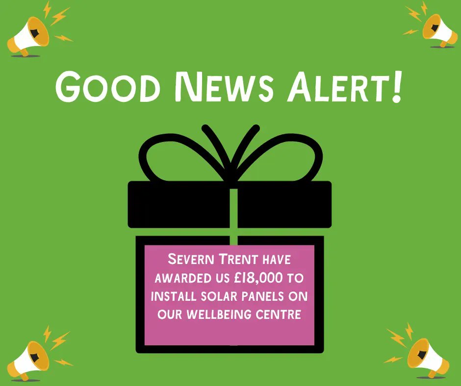 🌞 We're thrilled to announce that <a href="/stwater/">Severn Trent</a> have awarded us £18,000 to install solar panels. Fewer emissions + smaller bills = more care for more people at our Wellbeing Centre. Thank you! 
 #STcommunityfund