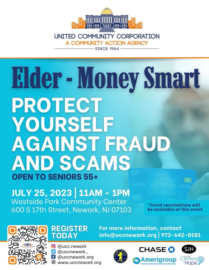 uccnewark_'s tweet image. Join us July 25th from 11 a.m. to 1 p.m. for our Elder Smart finance seminar. Event is open to seniors 55+

#seniors #elders #seniorprogram #nonprofit #ucc #ucccares #nonprofitlife