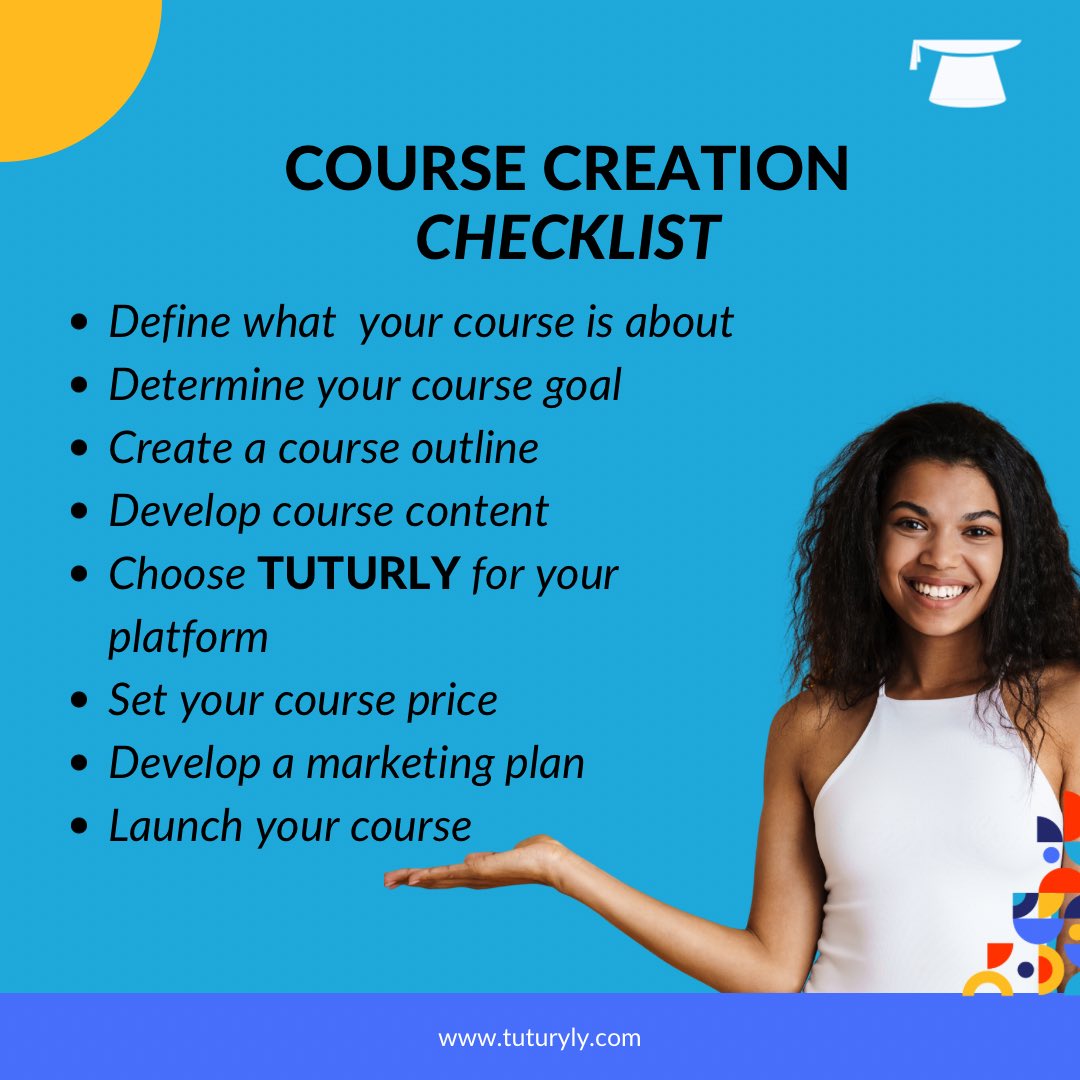 Tuturly's tweet photo. If you're ready to take your course to the next level, this checklist is the perfect tool for you! Follow these easy-to-track points and ensure a successful launch. 

#courselaunch #coursecreator #createyourcourse https://t.co/AX3HrGzAyK