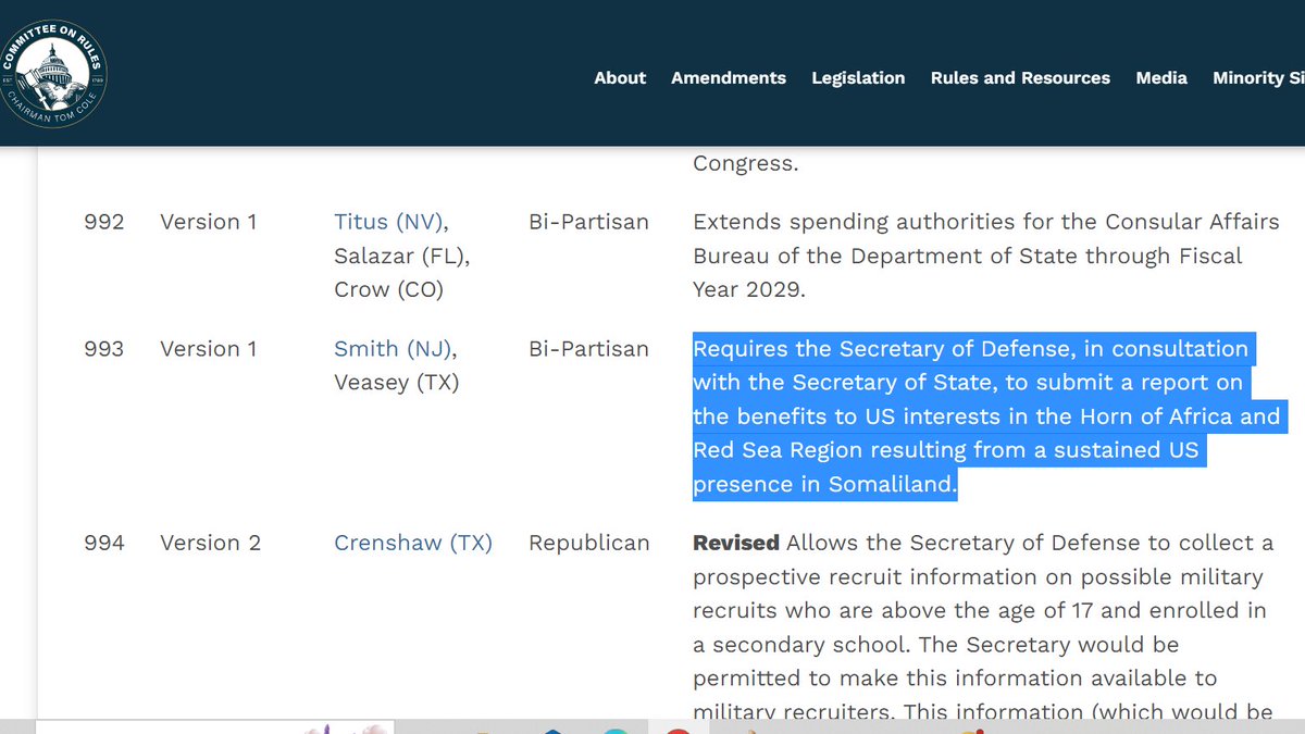 GuledWiliq's tweet photo. Breaking News: Congressman @RepVeasey and Chris Smith have submitted Somaliland Ammdendmnt for NDAA 2024 among updates included:
1- Counter terrorism against "Other terrorists" (Dhubahante militia?)
2-The PRC’s role in fomenting unrest in the Sool region of Somaliland.
#Somalia https://t.co/Sldr3Z8Jw8