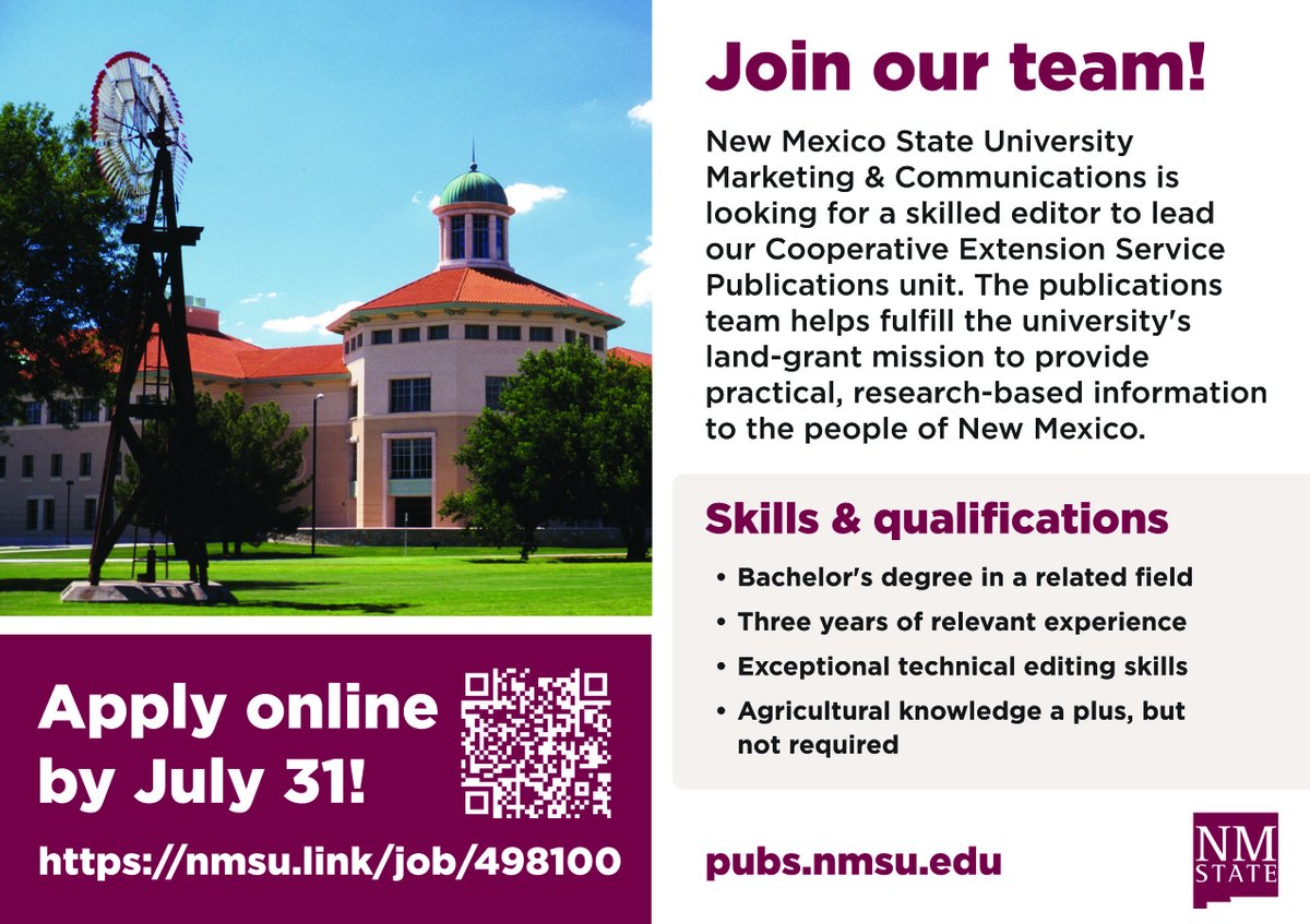 NMSUNews's tweet photo. Job opportunity alert! 📢 https://t.co/UaiKNkK78J