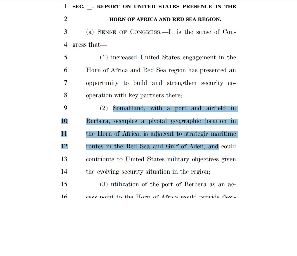 GuledWiliq's tweet photo. Breaking News: Congressman @RepVeasey and Chris Smith have submitted Somaliland Ammdendmnt for NDAA 2024 among updates included:
1- Counter terrorism against "Other terrorists" (Dhubahante militia?)
2-The PRC’s role in fomenting unrest in the Sool region of Somaliland.
#Somalia https://t.co/Sldr3Z8Jw8