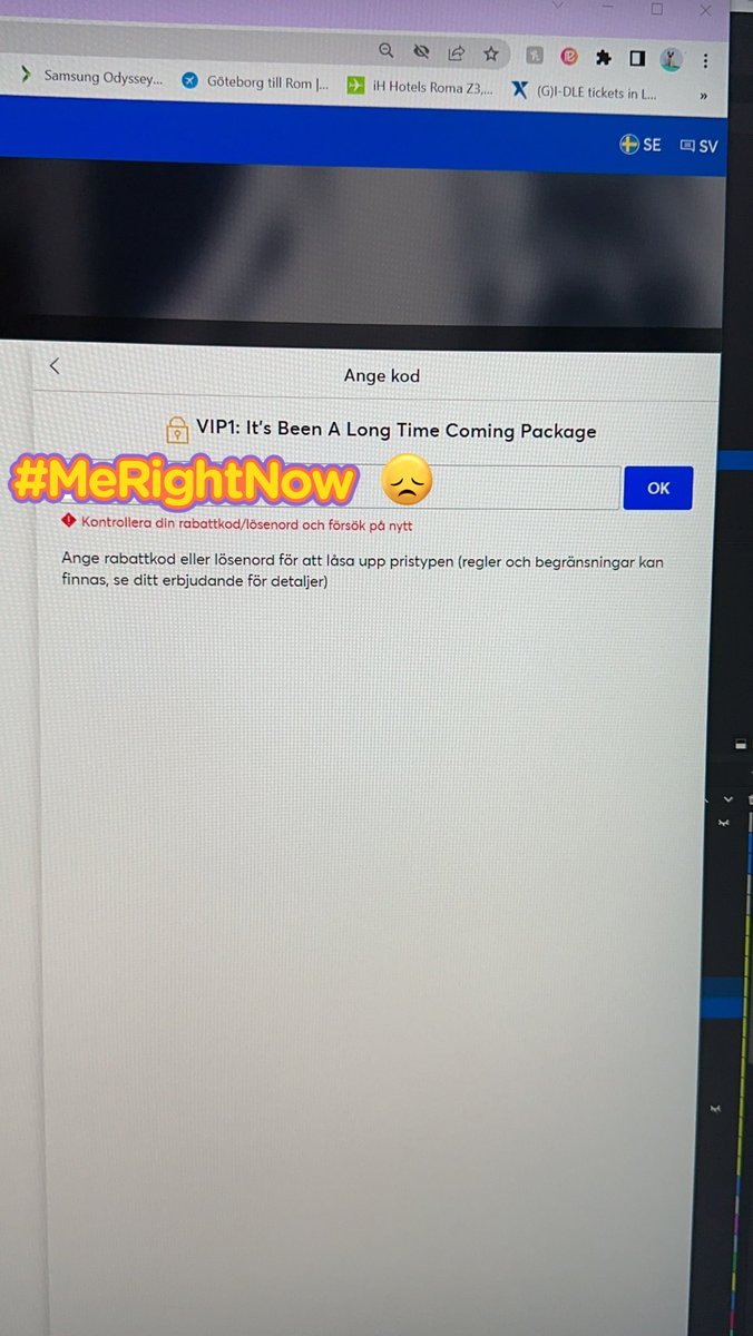 SarahAm58's tweet photo. After the many hours of my first attempt.. Finally got in to buy Eras tour tickets again..  Literally 3h later… only to not be able to use my code again… im heartbroken… 

@Ticketmaster @TicketmasterSE  How is this ok? https://t.co/sJjWT3wIEj