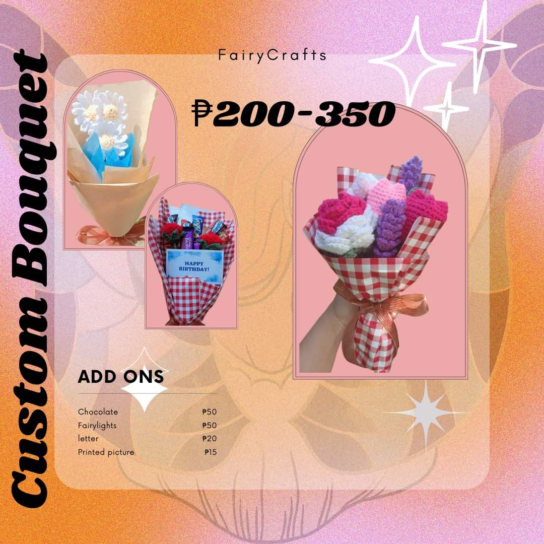 fairycraftscdo's tweet photo. CUSTOM BOUQUET IS NOW AVAILABLE !!  . A perfect gift for your love ones on any occasions.
OPEN FOR ORDERS!!! 💌
you can order any kind of crochet flowers for bouquet you can also order your special add ons for your special someone
For order and inquiries message us
#SmallBusiness https://t.co/Us7jDRR2Y9