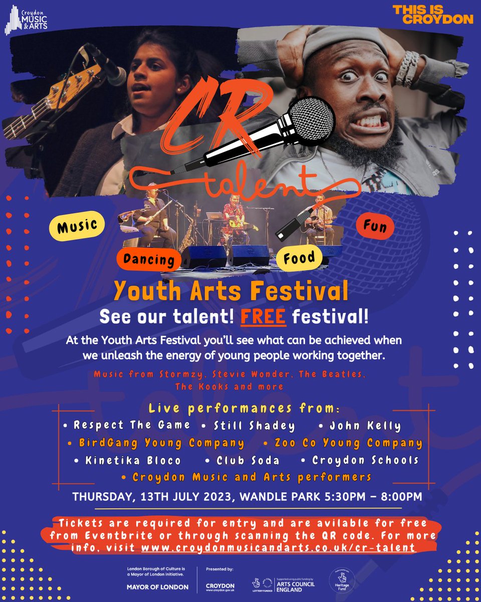 Two great events happening in <a href="/WandlePark/">Wandle Park</a>  on Thursday <a href="/culturecroydon/">Culture Croydon</a> showcasing the amazing talents of a 1,000 children singing, dancing &amp; celebrating the cultural heritages of Croydon performing alongside established artists <a href="/arunghosh/">arun ghosh</a> <a href="/StillShadey/">GLORIOUS NEWS 💿 OUT NOW</a> @KinetikaBloco  <a href="/beejadance/">Beeja</a>