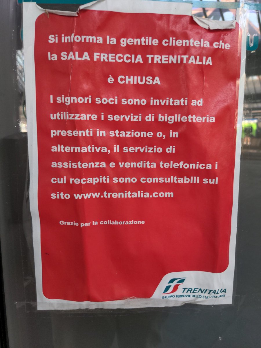 Hey <a href="/ViaggiaTreno/">ViaggiaTreno</a> si sa qualcosa della sala Freccia di Milano #Rogoredo o questo è il new normal?