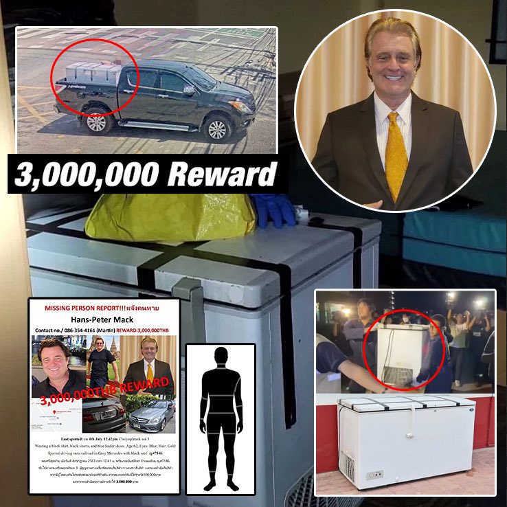 เธรดนี้จะมาสรุปคดีฆ่าหั่นศพ #นักธุรกิจเยอรมัน ที่กำลังเป็นประเด็นในไทยตอนนี้ ผู้ชายคนนึงขับรถออกจากบ้านแล้วหายตัวไปเป็นปริศนา จนมีการตั้งรางวัลค้นหาสามล้านบาท แต่แล้วกลับมีคนพบตู้แช่เย็นตั้งทิ้งไว้ในบ้านหลังหนึ่ง และกลายเป็นว่าในตู้แช่เย็นมีศพของชายคนนี้ที่ถูกหั่น 13 ส่วน (มีต่อ)