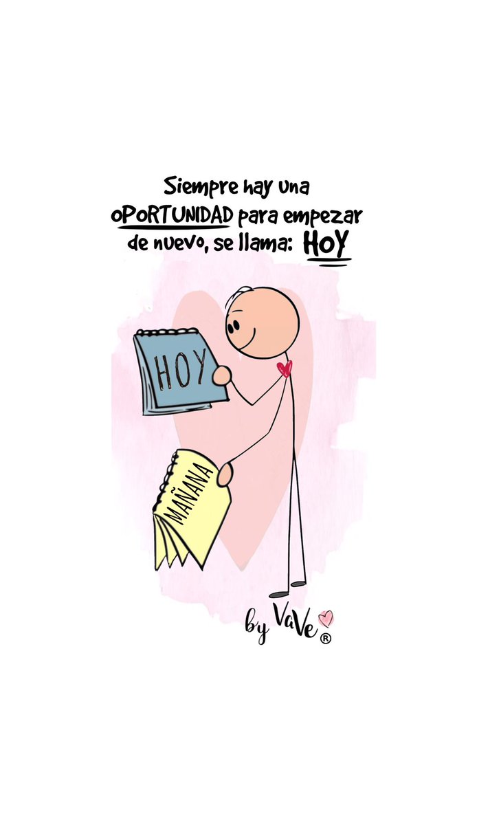 Siempre hay una oportunidad para empezar de nuevo,se llama: Hoy.
En realidad, las palabras 
“Hoy versus mañana “es como  diferenciar “hablar entre hacer"
¿Cuándo vivirla? ¿Cuándo dar la mejor versión de ti mismo? Ya lo sabes,¿verdad?
Vanessa"VaVe"Ortiz de Zárate
#rotaryenespañol
