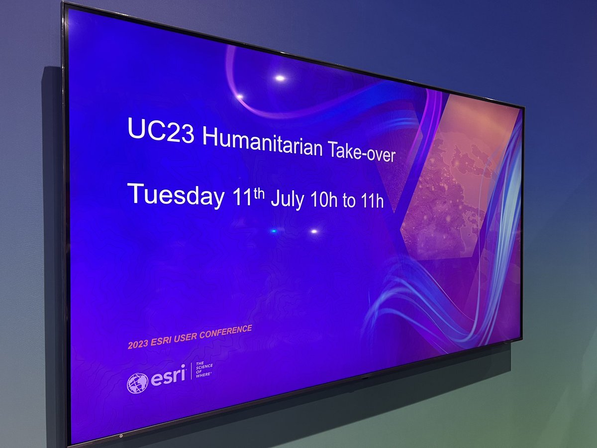 Humanitarian Takeover happening now at the Sustainable World Showcase! Come hear some inspirational talks plus me blabbing on about an all new @ArcGISHub Template for managing drone workflows! #EsriUC2023