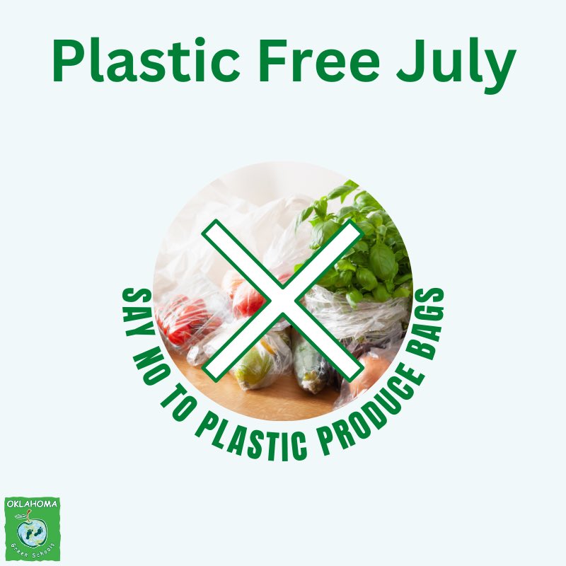 An easy way to cut down on single-use plastic is by simply saying no to using plastic produce bags! What are we worried about? Our produce getting dirty… hey it grew in dirt &amp; you’re going to wash it anyway, right? 

#oklahoma #education #oklaed #plasticfreejuly #sustainability