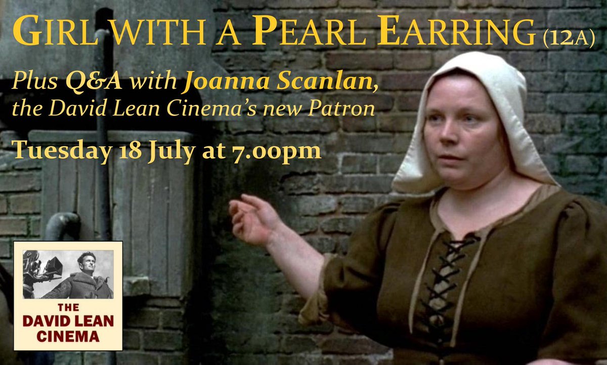 Join us a week tonight when we welcome our Patron, the BAFTA award winning actress Joanna Scanlan to a live Q&amp;A about the making of GIRL WITH A PEARL EARRING, the book it was based on and Vermeer's work.
🗓️ Tuesday 18th July, 7pm
🎟️bit.ly/3OQPVp5