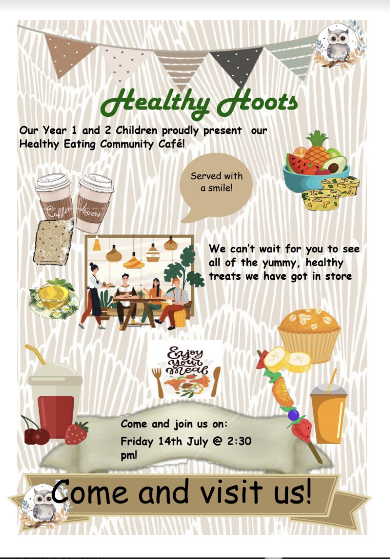 Take a look at our Y2 Children designing their own posters to advertise the launch of our Community Cafe- Healthy Hoots! Xx

<a href="/ComberbachMrsSW/">Mrs Wills</a> <a href="/ComberbachMissO/">Miss Ollier</a> <a href="/ComberbachLC/">Miss Cooke</a> <a href="/ComberbachMissM/">Miss Marsh- Reception Comberbach NPS</a>