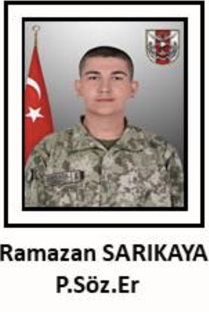 Van’ın Gürpınar ilçesinde, 11 Temmuz 2023 tarihinde, meydana gelen trafik kazası sonucu P.söz.Er Ramazan Sarıkaya ağır yaralanmış,
derhal hastaneye sevk edilmiş, yapılan tüm müdahalelere rağmen kurtarılamayarak şehit olmuştur.
Ailesine sabır diliyorum.
Ruhu şad