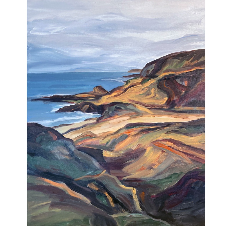 Barbara Evans loves to juxtapose unlikely colors to establish movement and luminosity.  Bodega Head, acrylic paint, 24 x 16 inches

#bodega #calandscapes #color #movement #luminosity #artwork #artcollectors #artcollection #homedecor #officeart #buyart #rentart #eastbaygallery