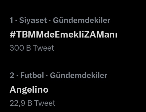 Veeeeeeeee ....
300.000 Tweet 💪🚀🧿👏🙏
Türkiye gündemi 1 sıra 💪🚀🧿
Devammmm...😎
500 bine gidiyoruz hep birlikte
Türkiye gündemini alt üst ediyoruz 
Devammmm ....😎🙏👏🙋🏼‍♂️

#TBMMdeEmekliZAManı