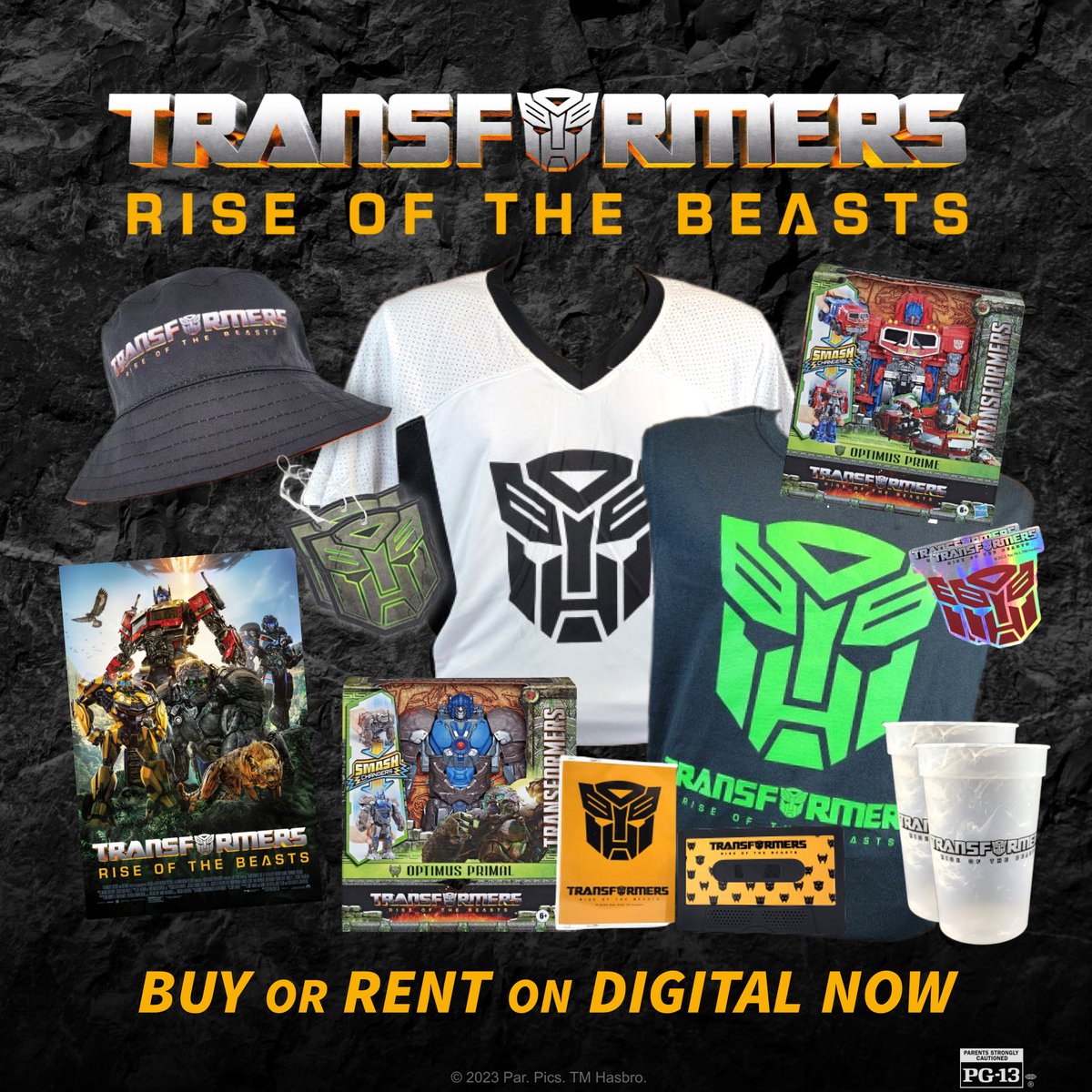 We have a beastly bundle of '#Transformers: Rise of the Beasts' merch to give away in celebration of the film's Digital release, including:

🤖 Wireless speaker
🤖 Bucket hat
🤖 Jersey
🤖 Tank top
🤖 Action figures
🤖 Even more merch!

RT &amp; follow @getFandom for a chance to win