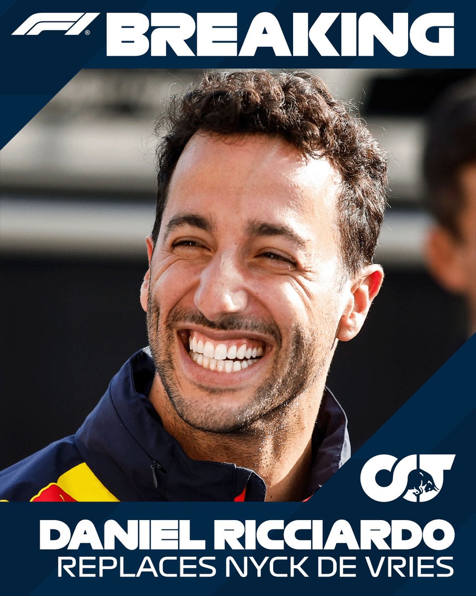 Sport_Meca's tweet photo. Daniel Ricciardo est de retour sur la grille F1. L'australien remplacera Nick De Vries chez AlphaTauri le reste de la saison.
#F1 https://t.co/r74KhVGRMb