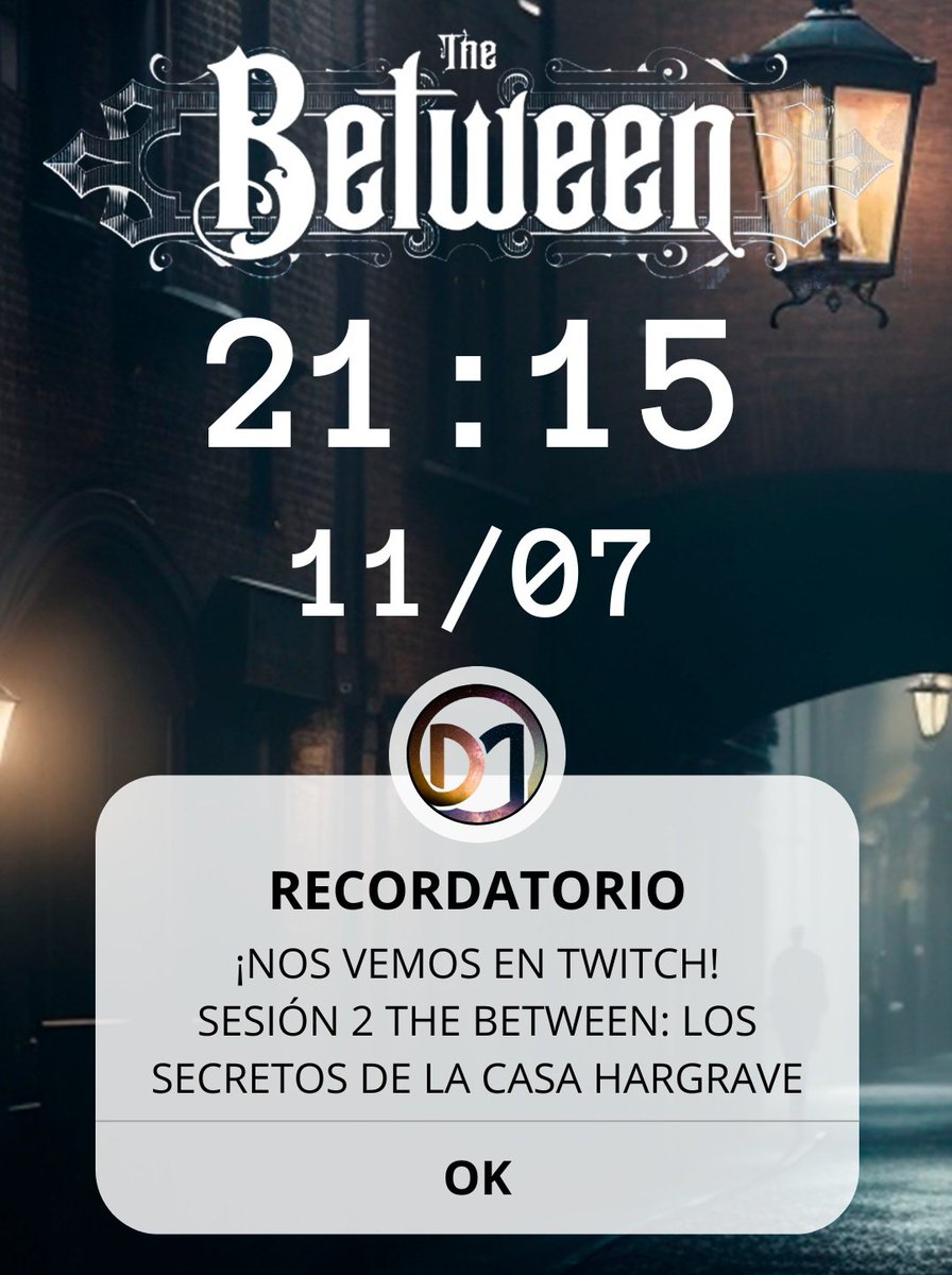 ¡Muy buenas, Merlinian@s! 🤗

‼️LONDRES NOS ESPERA‼️

Esta noche, a las 21:15 🕘 vamos con la 2️⃣ sesión de #TheBetween 'Los Secretos de la casa Hargrave' 🤯 de @TheHillsPress 

Además contamos con la presencia de esa Madre maravillosa @shirowhasi90 que tan buenos ratos nos da 🖤